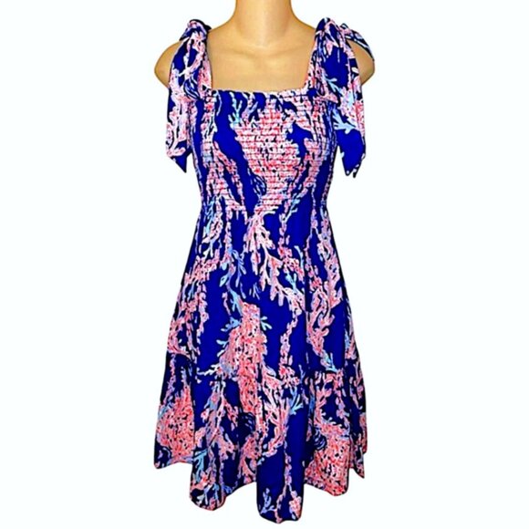 Lilly Pulitzer Kailua Smocked Dress in Borealis Blue NWT - Size Large - Picture 7 of 9